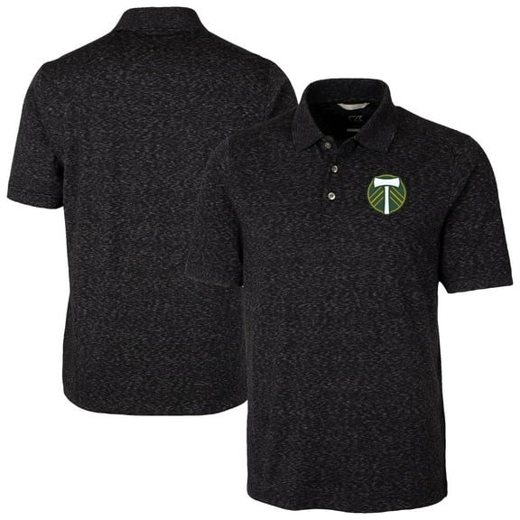 Men's-Cutter & Buck  Black Portland Timbers Advantage Tri-Blend Space Dye Polo