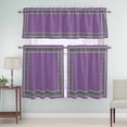 thumbnail image 5 of Purple Curtain Valances Set Greek Chinese Style Border Geometric Kitchen Curtains 24&nbsp;inch Length Rod Pocket Valance and Tiers 3 Piece Set Small Bedroom Bathroom Laundry Decor, 5 of 9
