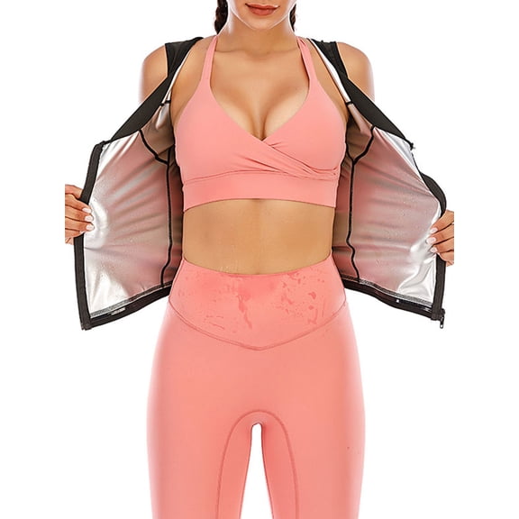 FUTATA Women's Sauna Workout Tank Top Hot Sweat Vest Tummy Control Body Shaper Slimming Waist Vest with Zipper