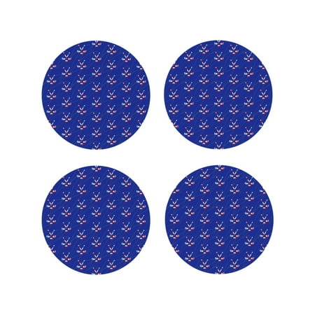 

Junzan Hockey Print Coasters for Drinks - Leather Coasters Set of 4 for Coffee Table for Housewarming/Kitchen/Bar/Decor-Round Shape
