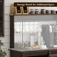 thumbnail image 3 of DreamCurship Farmhouse Coffee Bar Cabinet with Storage, 47" Buffet Cabinet Kitchen Storage Cabinet with Hutch, Coffee Station, Dark Oak, 3 of 7