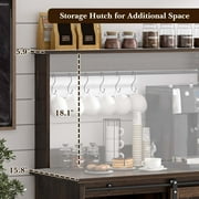 DreamCurship Farmhouse Coffee Bar Cabinet with Storage, 47 Buffet Cabinet Kitchen Storage Cabinet with Hutch, Coffee Station, Dark Oak
