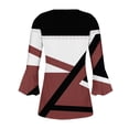 thumbnail image 4 of Red Women's Long Sleeve T-shirt, Summer Tops For Women 2025 Trendy Boho Floral Print Tunic Shirts 7 Sleeve V Neck Tshirt Casual Loose Blouse,Women's Long sleeve T-shirt M, 4 of 5