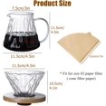 thumbnail image 3 of fafa-Pour Cafetière à Verser, 600 ml Cafetière en Verre Borosilicate avec 50 Filtres en Papier, 1-3 Tasses pour Maison, Café Restaurant (Transparent), 3 of 4