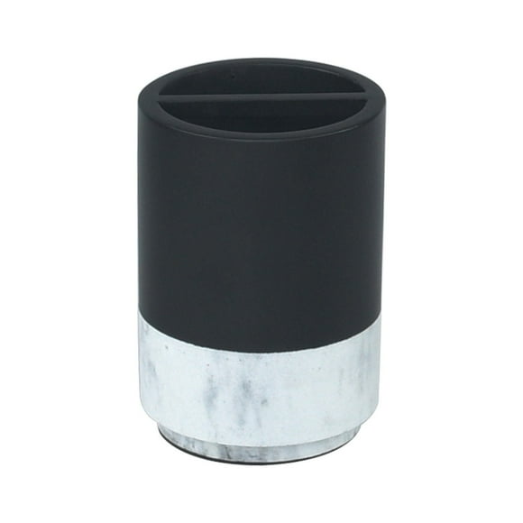 hometrends Black Toothbrush Holder with Faux Marble Trim