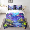 thumbnail image 2 of Homewish Purple Mushroom 7-Piece Bedding Comforter Set,Natural Scenery King Bedding Sets,Rustic Waterfall Bed Sheets For Girls Kids,Super Cozy Room Decor Reversible, 2 of 8