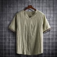 thumbnail image 2 of HAiming Cotton Linen T-Shirts for Men Short Sleeve Plus Size Casual V Neck Solid Color Pullover Tops, 2 of 4