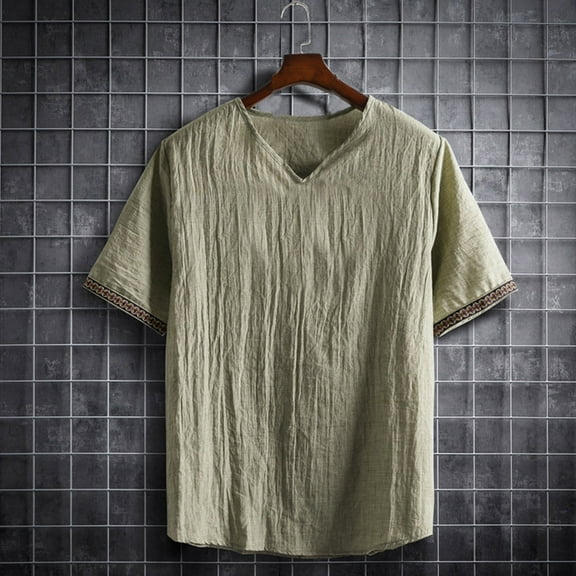 Goodtrade8 Short Sleeve T-Shirts for Men Summer Pullover Plain Athletic V-Neck Trendy Mens Shirts Sports