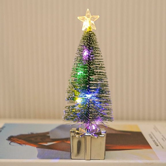 Mini Christmas Tree with LED Lights, Tabletop Decor with Warm Lights for Indoor Holiday Party, Table Centerpiece