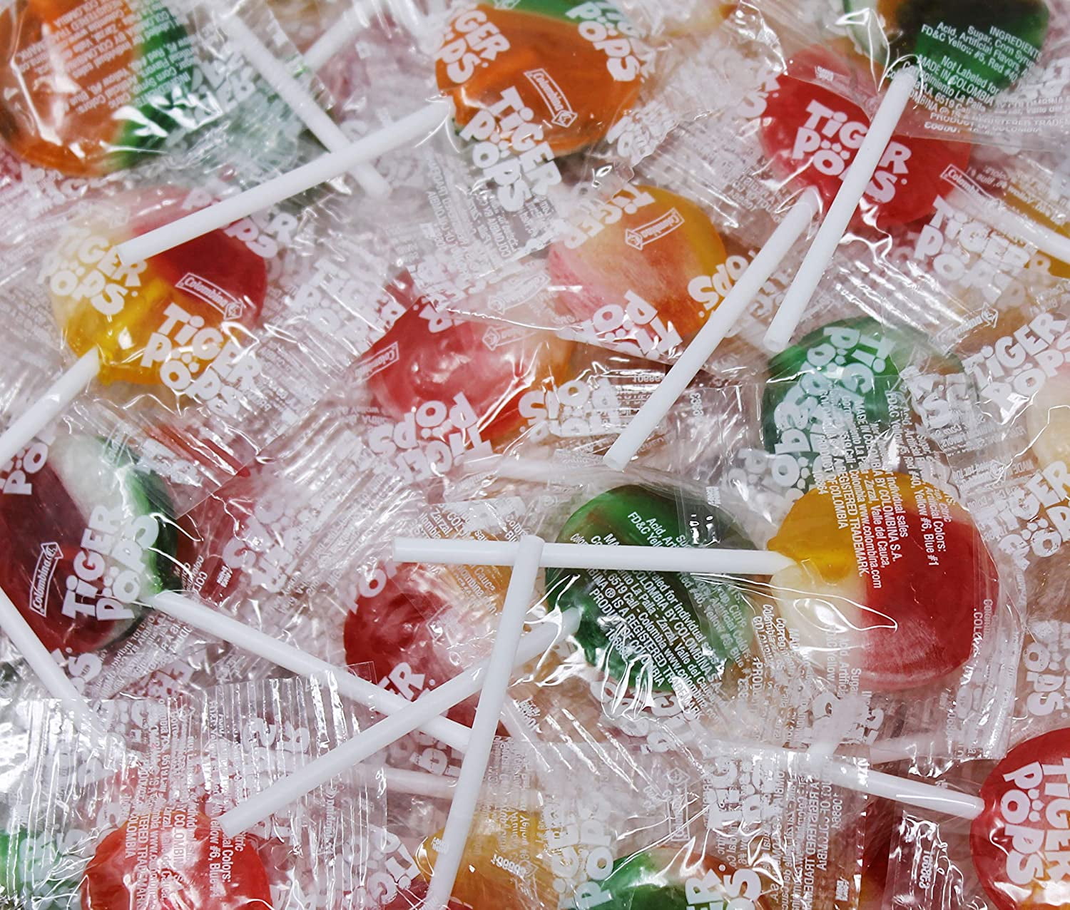 Tiger Pops, Assorted Fruit Flavor Lollipops Hard Candy Bulk, 2 Lbs