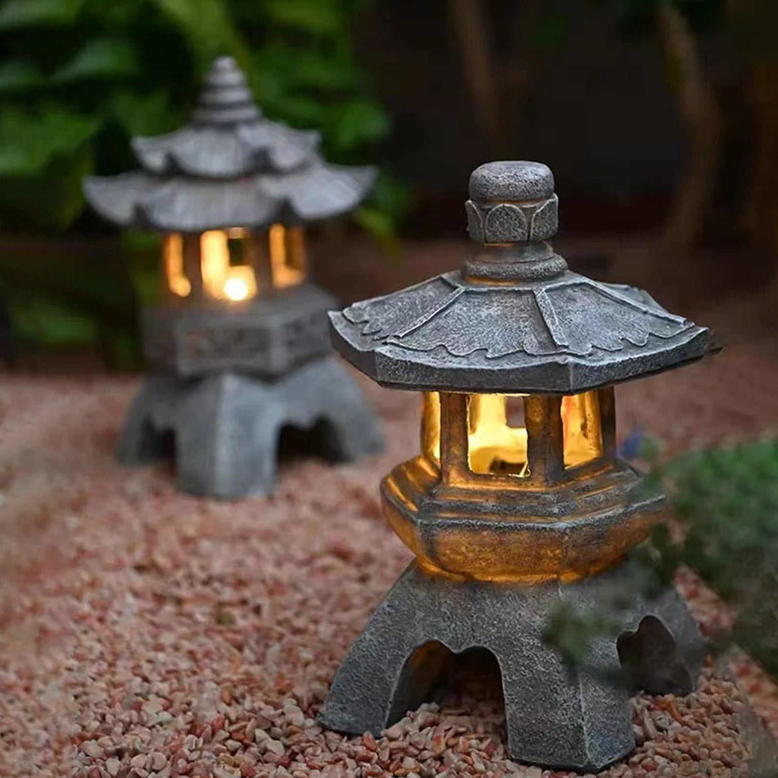 Harpi Solar Garden Lights - Pagoda Garden Statues Outdoor Decor, Solar Powered Statue Lights, Yard Art Sculptures, Zen Landscape Lighting, Asian Decor for Backyard, Gifts for Women Mom