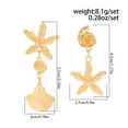 thumbnail image 2 of Gold Starfish Seashell Dangle Earrings Coastal Jewelry for Women 1 Pair, 2 of 4