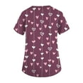 thumbnail image 3 of Valentine Day Scrub Tops for Women Love Heart Print Short Sleeve Cute Plus Size Workwear Nursing V Neck Medical Scrubs with Pockets Light Purple XL, 3 of 5