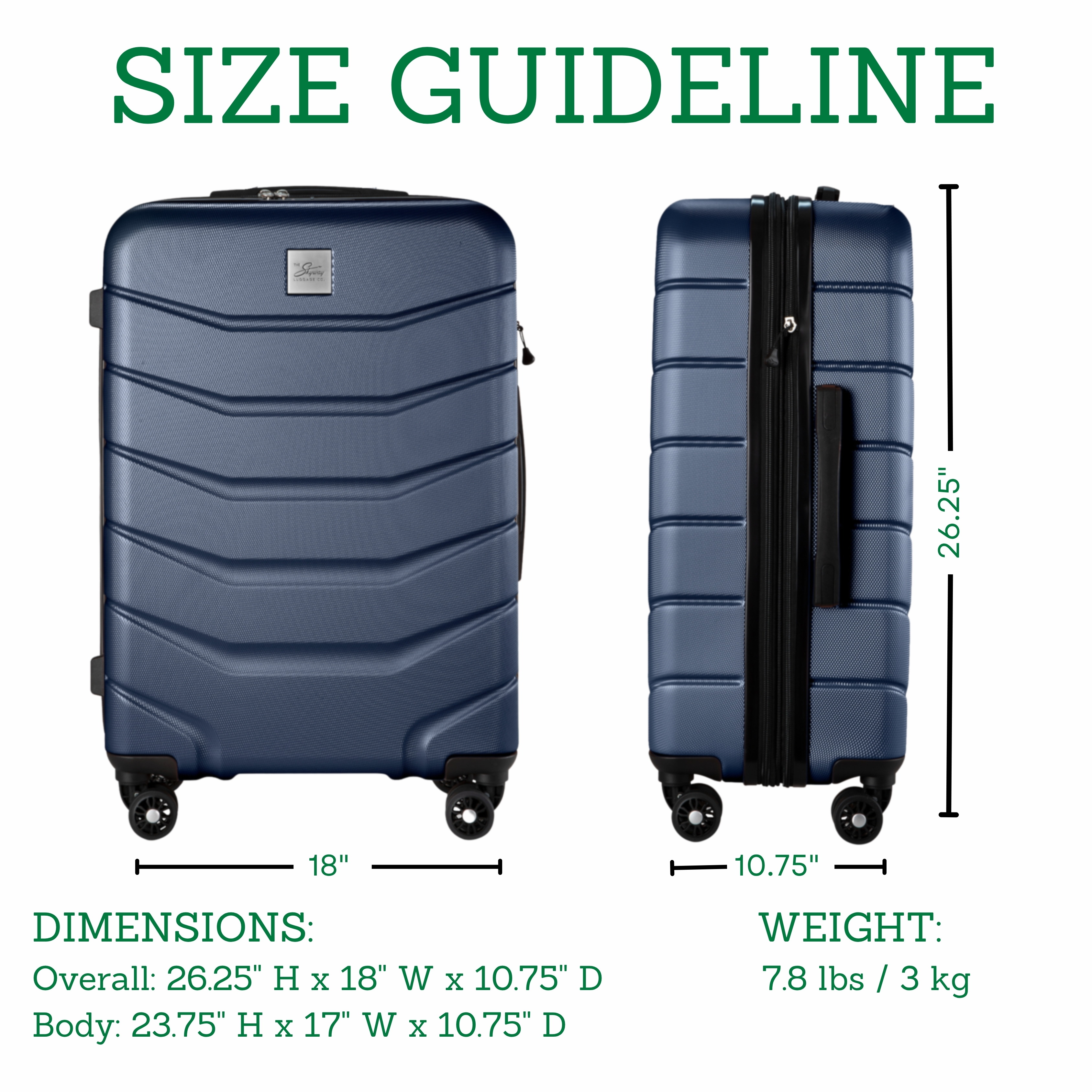 Skyway Luggage Silverton 24" Hardside 8-Wheel Medium Check-In Expandable Spinner with TSA Lock