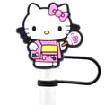 thumbnail image 3 of 10mm Hello Kitty 2D lindos dibujos animados niños temáticos dibujos animados puntas de paja cubre copa Stantly cubierta de paja toppers para regalo de fiesta, 3 of 4