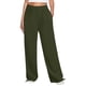thumbnail image 3 of Pantalones de mujer cintura alta elásticos Color puro cordón bolsillos sueltos deportes pierna ancha tobillo atado pantalones de mujer, 3 of 6