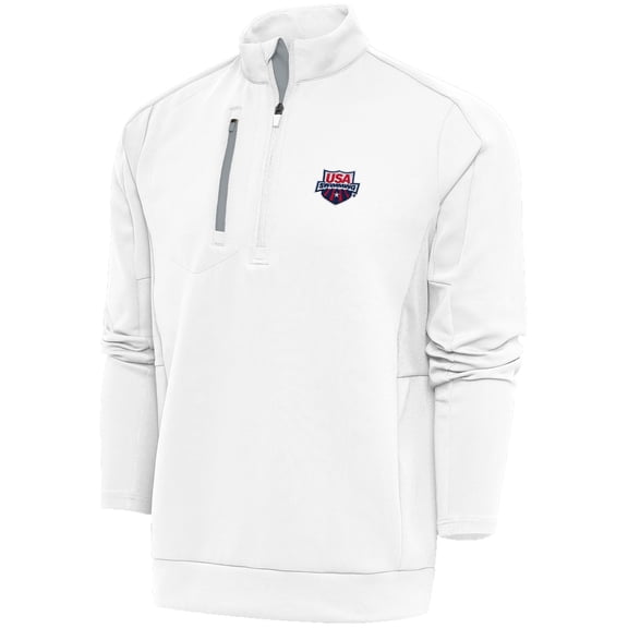 Men's Antigua White USA Swimming Generation Half-Zip Pullover Top