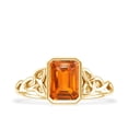 thumbnail image 4 of Rosec Jewels Solitaire Lab Created Orange Sapphire Celtic Knot Ring with Diamond - 1.7 Carat - AAAA Quality, 14K Yellow Gold, US 5.00, 4 of 8