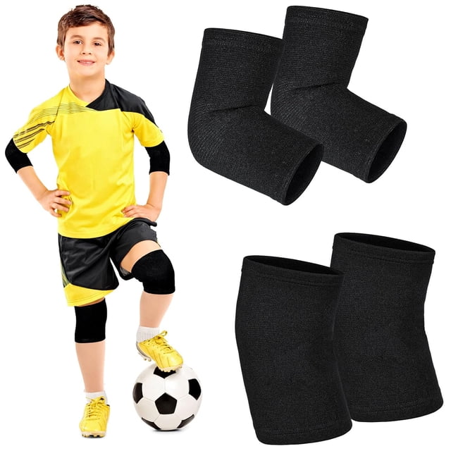 2 Pares de Coderas para Niños, Rodilleras, Rodilleras Tejidas de Compresión para Tenis, Coderas para Brazos, Coderas, Soporte para Codos para Niños, Niñas, Adolescentes, Balon