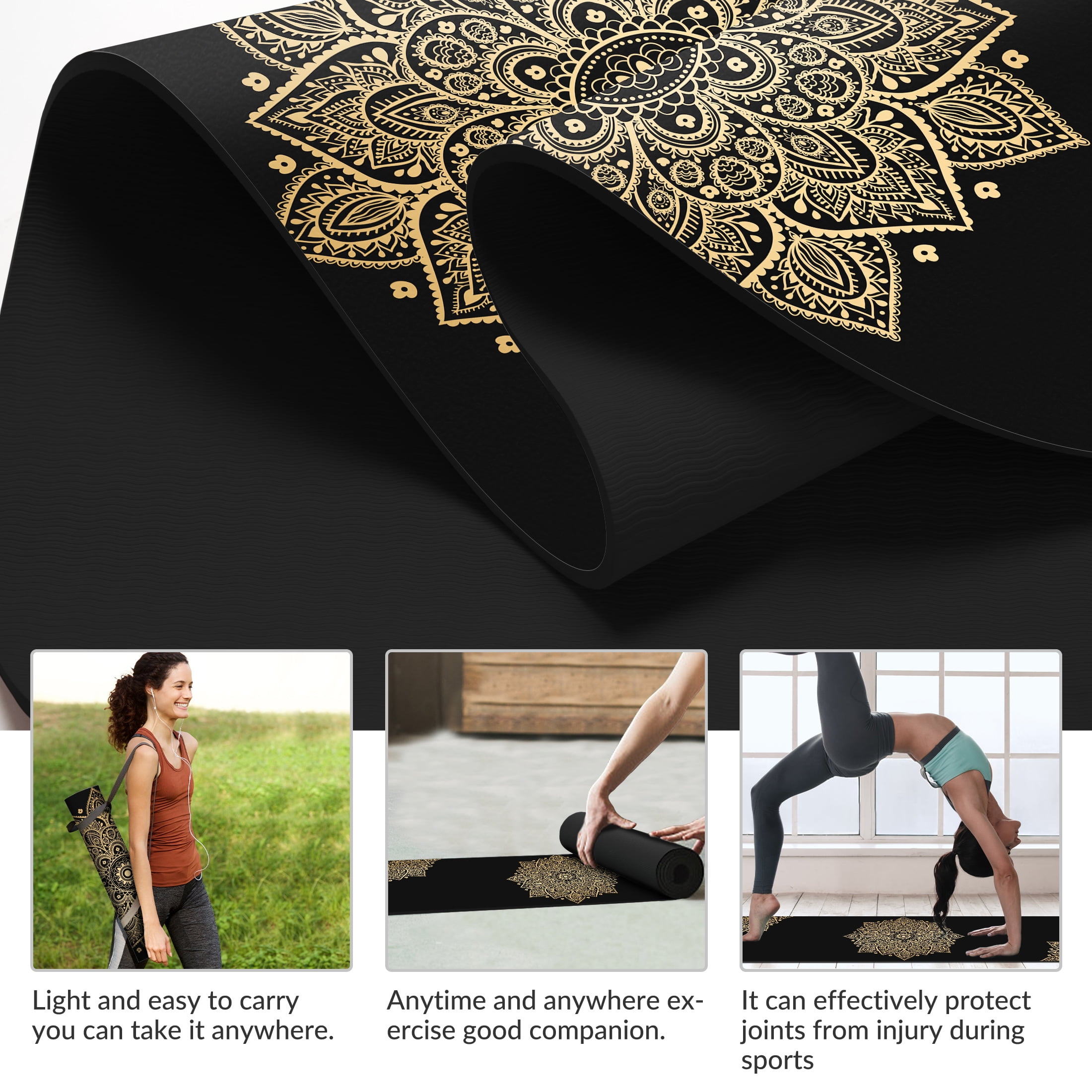 Zeronic Yoga Mat Premium Printing Non Slip Exercise & Fitness Mat for All Types of Yoga, Pilates & Floor Workouts (72" x 24" x 6mm Thick)
