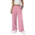thumbnail image 5 of Girls Sweatpants Kids Drawstring Hem Oversized Pants Teen Girls Wide Leg Baggy Pants Pockets Classic Elastic Waist Trousers, 5 of 7