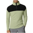 thumbnail image 6 of Tauxra Zip Up Jacket, Long Sleeved Stand Up Collar Half Zip Texture Shirt, Men's Color Blocked Sports Top, 6 of 7
