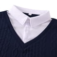 thumbnail image 4 of Ceisia Men's Regular-Fit Fake Two-Piece Cable-Knit V-Neck Sweater Multi-Solid Gift, 4 of 8