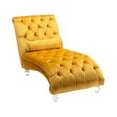 thumbnail image 4 of Velvet Chaise Lounge Chair, Modern Button Tufted Lounge Chair with Acrylic Legs and Nailhead Trim,Comfy Accent Sofa with a Pillow for Living Room, Bedroom, Apartment, Office, Mustard, 4 of 7