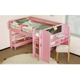 thumbnail image 6 of Newest All-in-One Kids Storage & Study Solid Wood Twin Low Loft Bed with Desk and Blackboard,Pink, 6 of 6