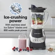 Hamilton Beach Wave Action Smoothie Blender, 48 oz Glass Jar 800 W 12-Function Countertop Blender for Kitchen, Black