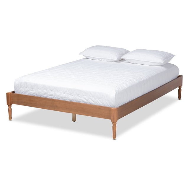 Baxton Studio Colette Milieu du Siècle Plate-Forme en Bois Full Lit en Ash et Walnut