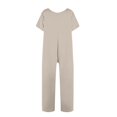 thumbnail image 5 of Harem Jumpsuits For Women Casual V Neck Short Sleeve Romper Baggy Loose Fit Wide Leg Overalls with Pockets One Piece Onesie, 5 of 7