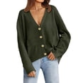 thumbnail image 2 of Ediodpoh Women’s Solid Color Cardigan Sweaters for Women Autumn Winter Versatile Buttons Knit Sweater Green XL, 2 of 5