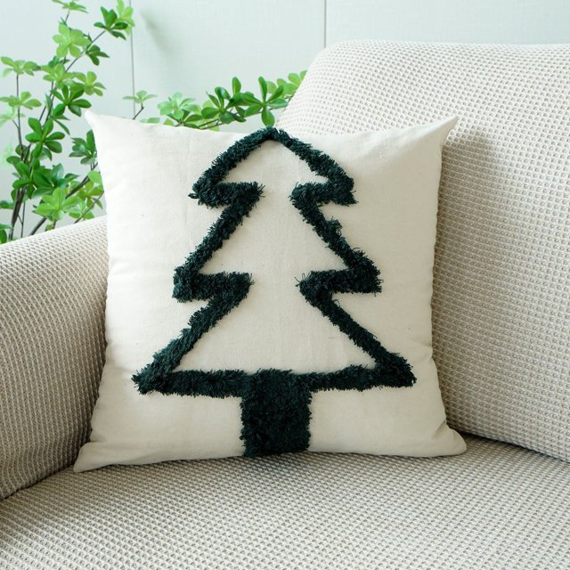 Christmas Velvet Embroidery Christmas Tree Bolster Living Room Sofa Cushion Bed Pillow Christmas Decoration