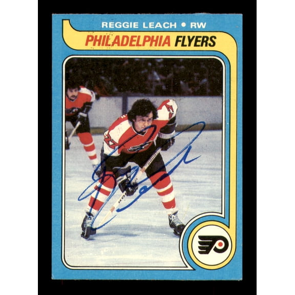 Reggie Leach Autographed 1979-80 Topps Card #95 Philadelphia Flyers SKU #251303