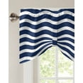 thumbnail image 3 of Fsddascl Navy Blue Moire Tie Up Valance Curtains for Windows, Kitchen Curtains Window Treatments, Water Ripple Stripe Farmhouse Short Window Shades Valances for Bedroom Bathroom Cafe 42"x18", 3 of 7