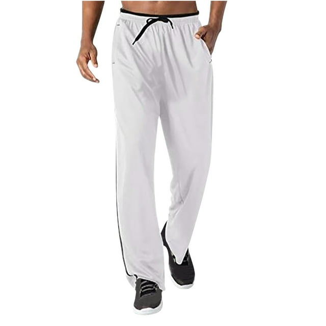 cllios Men Athletic Pants Loose Fit Mesh Drawstring Elastic Open Bottom Running Sweatpants Straight Leg Casual Joggers Sports Pants with Pockets