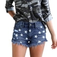 thumbnail image 2 of TAIAOJING Jean Shorts For Women High Waisted Sexy Star Print High Waist Jeans Button Pocket Slim Tassel Shorts Pants Casual Summer Shorts, 2 of 7