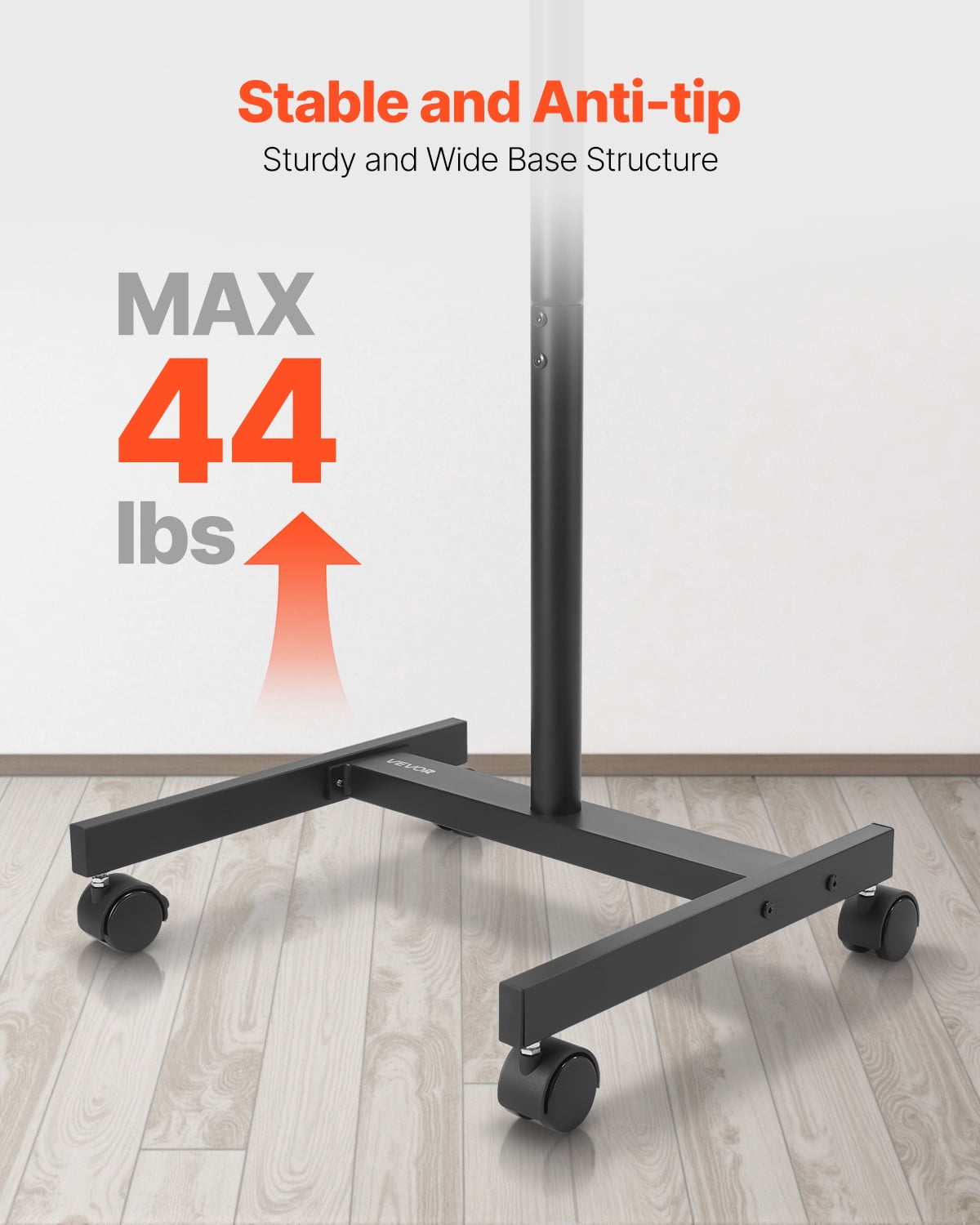 VEVOR Rolling TV Stand, Mobile TV Cart for 17-55 Inch Screens, Portrait to Landscape, Portable TV Stand with Wheels Holds up to 44 lbs for Living Room, Bedroom, Office, Outdoor, Max VESA 200x200mm