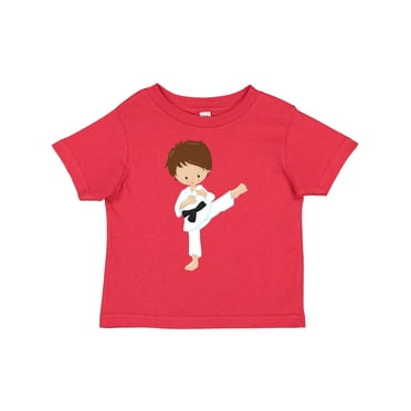 Inktastic Karate Boy, Cute Boy, Brown Hair, Black Belt Boys Toddler T-Shirt