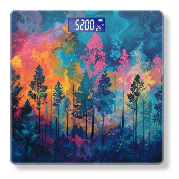 Digital Bathroom Scale with Large LCD Display,High Capacity Scale 400 lbs High Precision body fat scale-Abstract Forest Landscape With Trees And Vibrant Colors