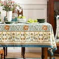 thumbnail image 2 of Designer French Table Cloth Rectangle,Blue Italian Floral Tablecloths,Provencal Country Spring Summer Linen Tablecloth,Wrinkle Free Table Cover for Kitchen Dining,Christmas, 2 of 7