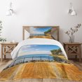 thumbnail image 3 of Ambesonne Italian Quilted Bedspread Set 2 Pcs, Bolsena Lake Italy View, Twin Size, Blue and Pale Brown, 3 of 6