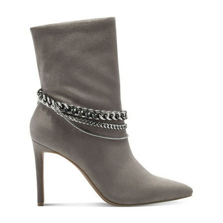

INC Womens Gray Removable Chain Detail Goring Arch Support Cushioned Slip Resistant Reanna Pointed Toe Stiletto Dress Booties 5.5 M