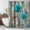 Teal Flower, variant on Rustic Shower Curtain, Daisy Shower Curtain, Farmhouse Floral Shower Curtain, Barnwood Country Shower Curtain, Gray and Yellow Shower Curtain with Hooks Waterproof Fabric 72W x 72H Inches