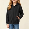 thumbnail image 5 of akafmk Girls Full Zip Up Hoodie Sweatshirt Long Sleeve Jacket Solid Color Versatile Casual Hooded Sweatshirts Activewear Outdoor Fall Clothes, Size 7-8 Years, 5 of 7