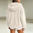 thumbnail image 4 of PRINxy Women's Cozy Sherpa Long Sleeve Hooded Full Zip Jacket with Drawstring and Side Pockets for Fall Winter Casual Beige M, 4 of 7