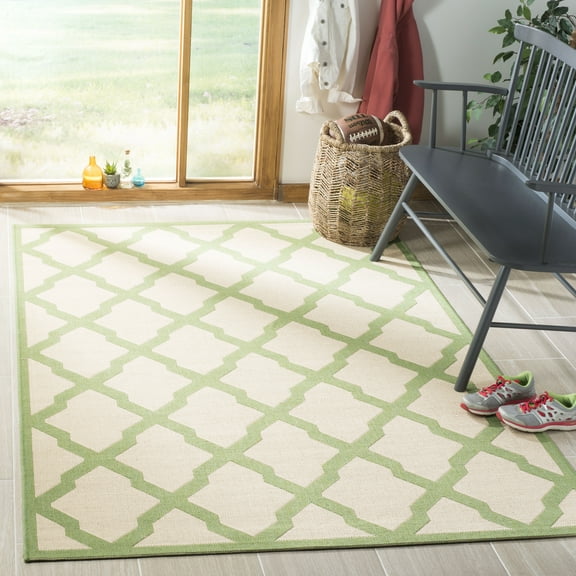 Safavieh Linden Gamal Geometric Indoor/Outdoor Area Rug, Cream/Olive, 6'7" x 6'7" Square