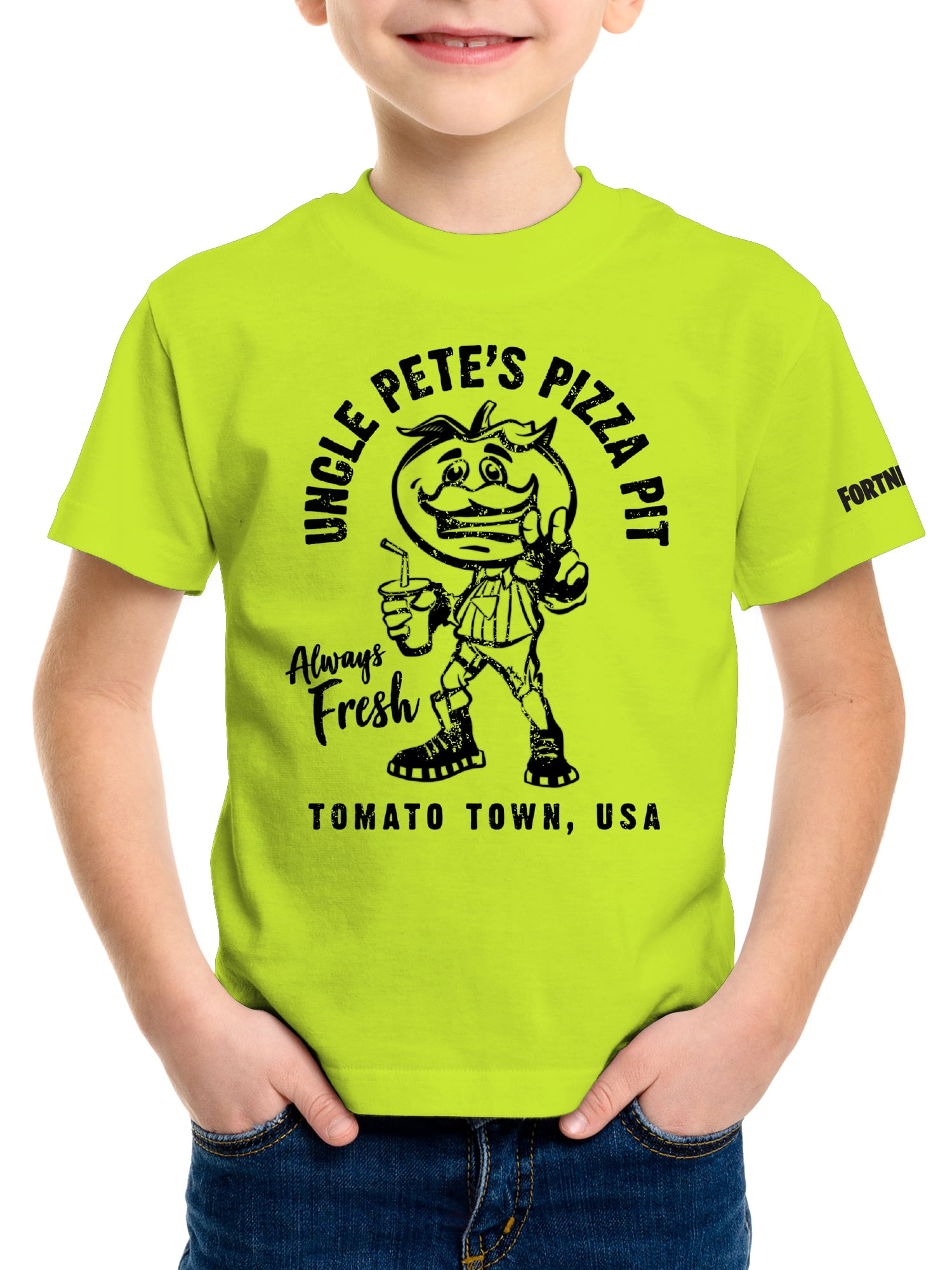 Fortnite Boys Uncle Pete's Pizza Pit Graphic T-Shirt Sizes 8-18