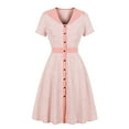 thumbnail image 1 of FcBaudy Robe à Manches Courtes Col en V, Robes d'Été pour Femmes, Robes Femmes Mode Été Col en V Robe Unie Manches Courtes Robe Décontractée Mini Robe Femmes Robe, 1 of 4